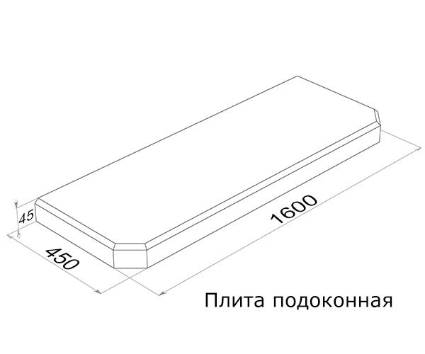 Плита подоконная ПОГ16.45-1